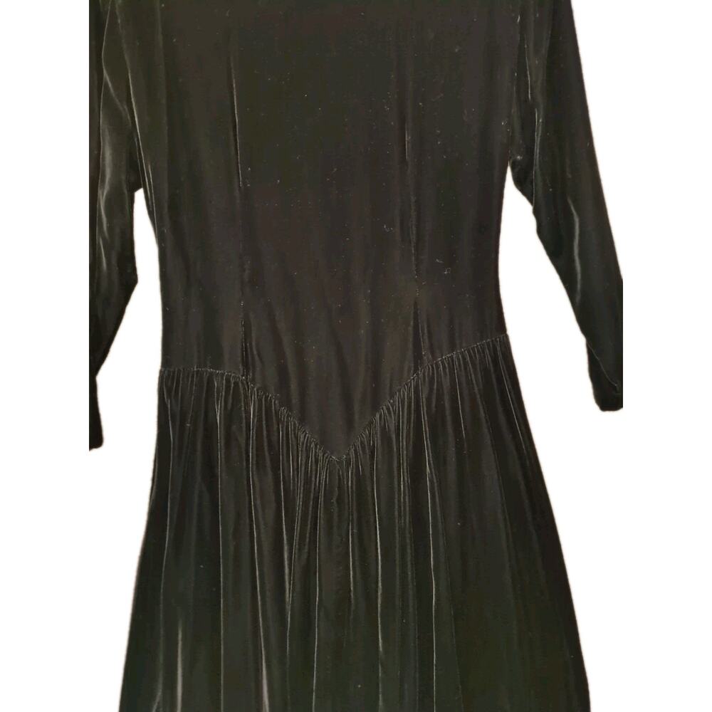 Vintage Black Velvet Princess‑Waist Dress Size 10 Long Sleeve Maxi Goth Heavy